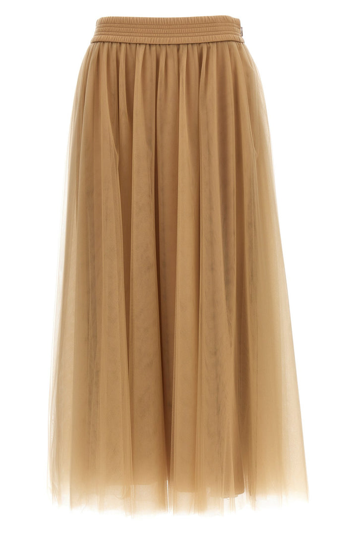 Tulle Midi Skirt Gonne Beige