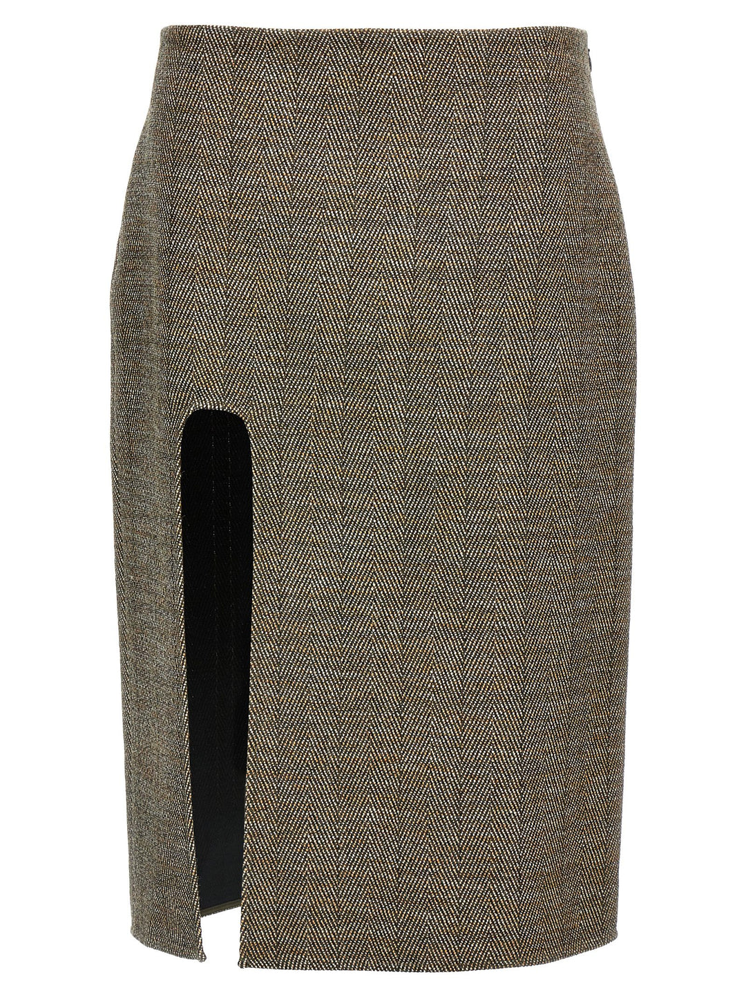 Slit Tweed Skirt Gonne Marrone