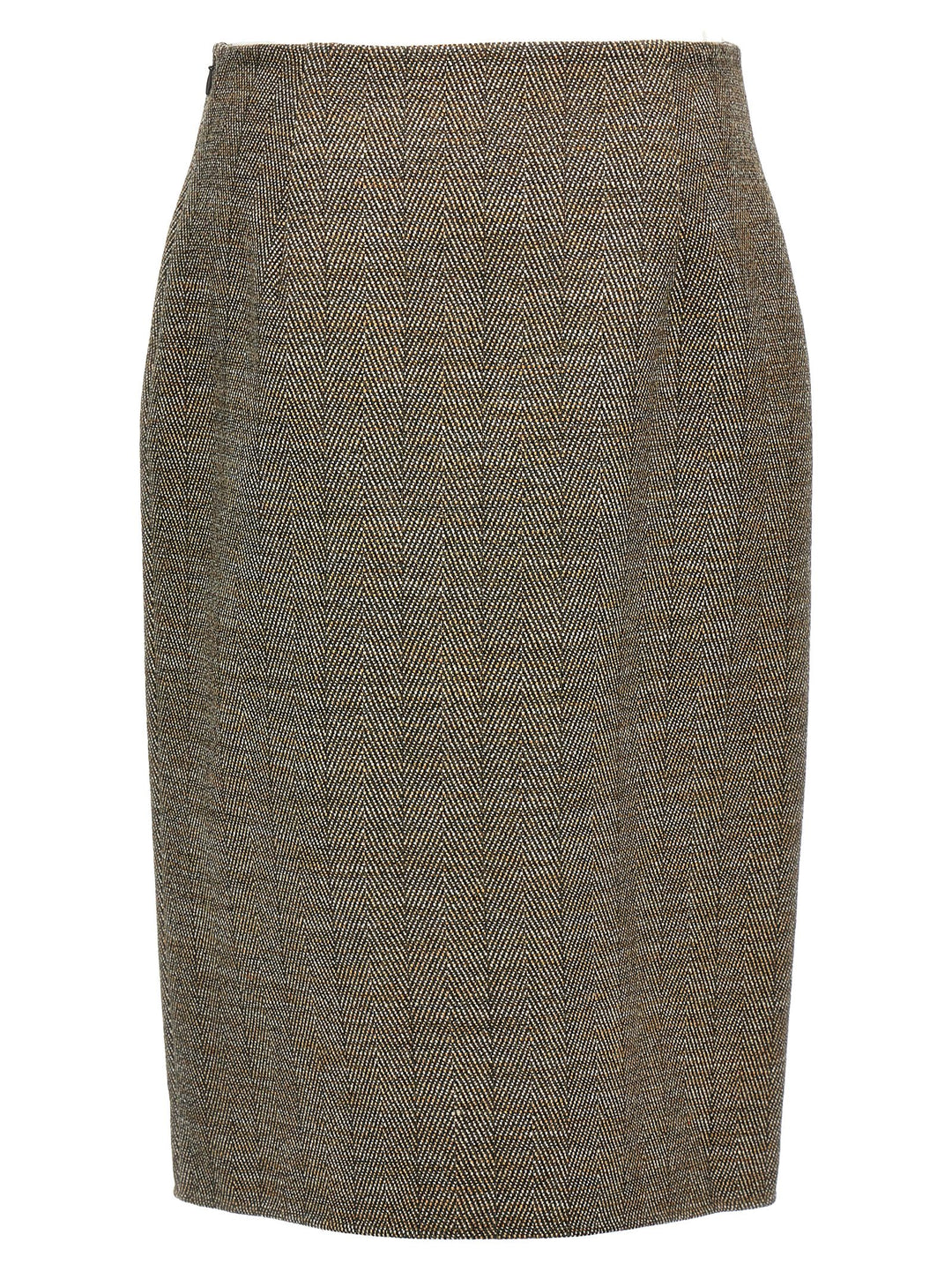 Slit Tweed Skirt Gonne Marrone