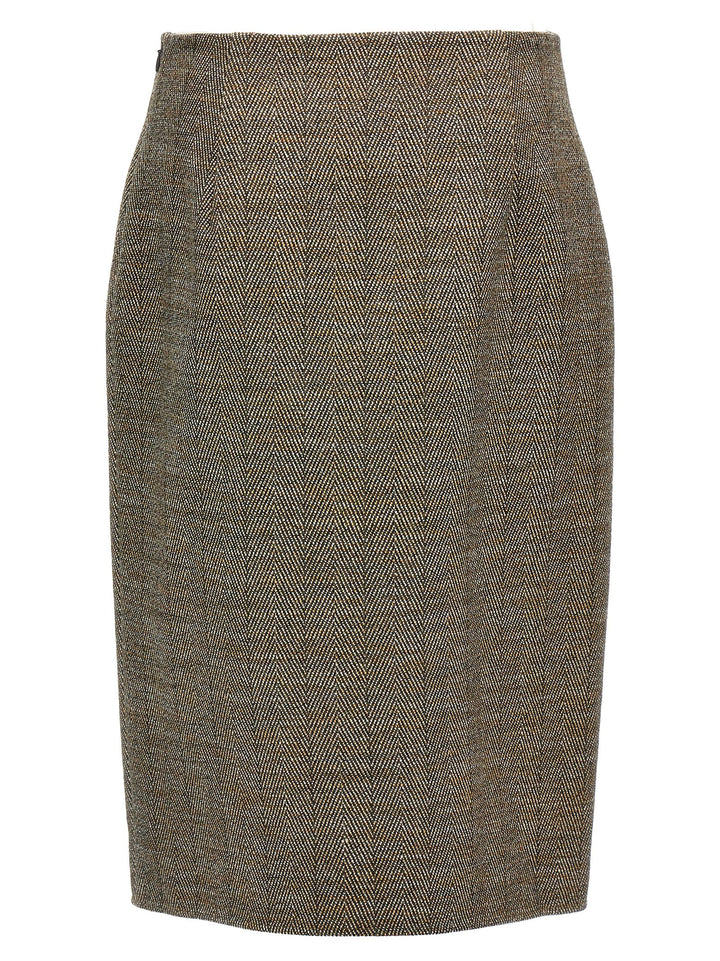 Slit Tweed Skirt Gonne Marrone