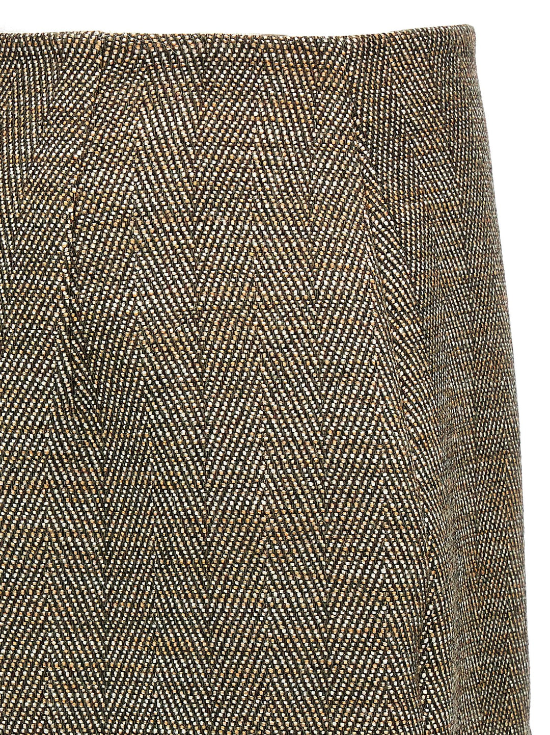 Slit Tweed Skirt Gonne Marrone