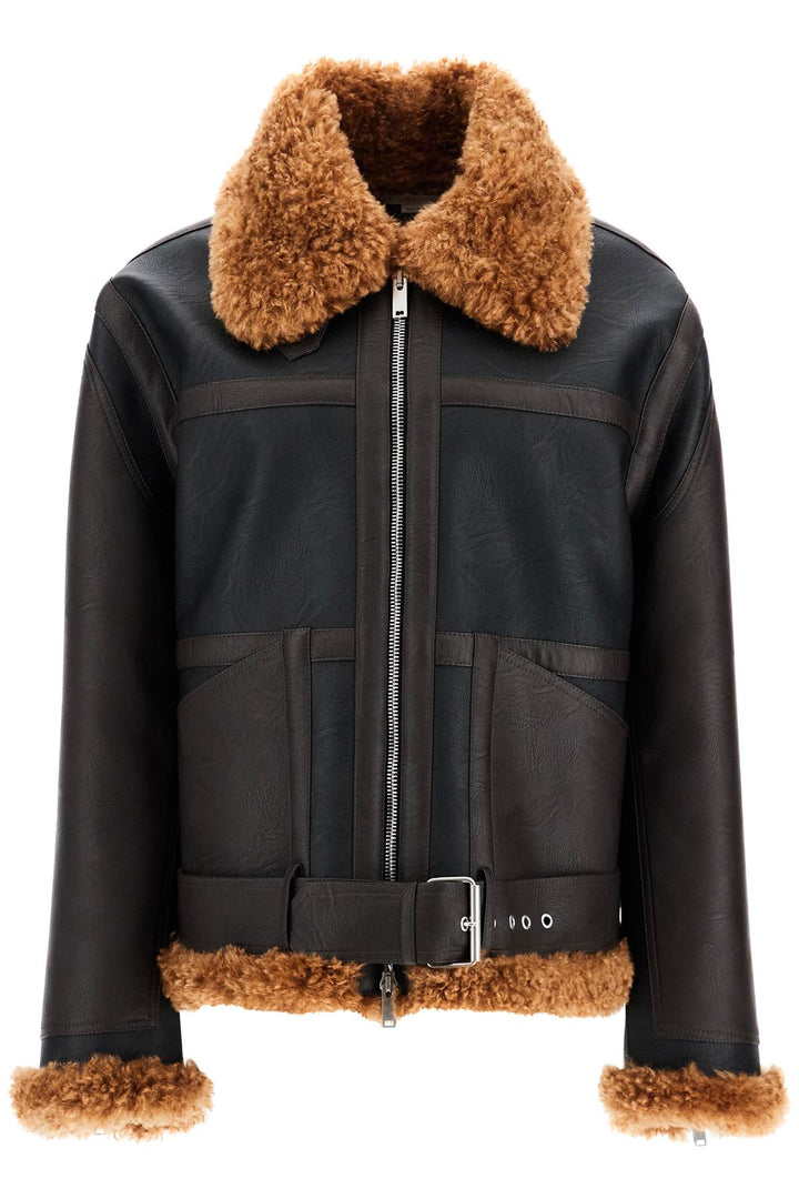 Giacca Biker In Pelle Vegana E Teddy