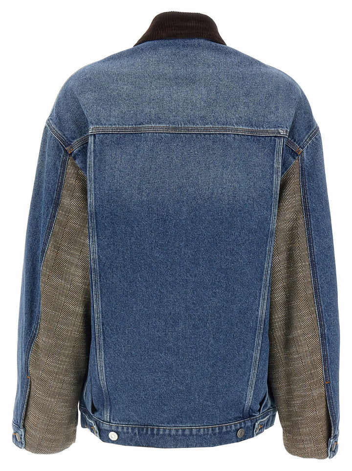 Tweed Insert Denim Jacket Giacche Multicolor