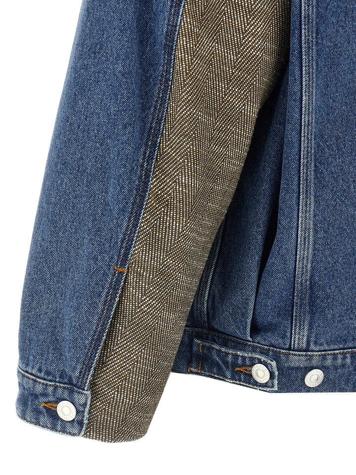 Tweed Insert Denim Jacket Giacche Multicolor