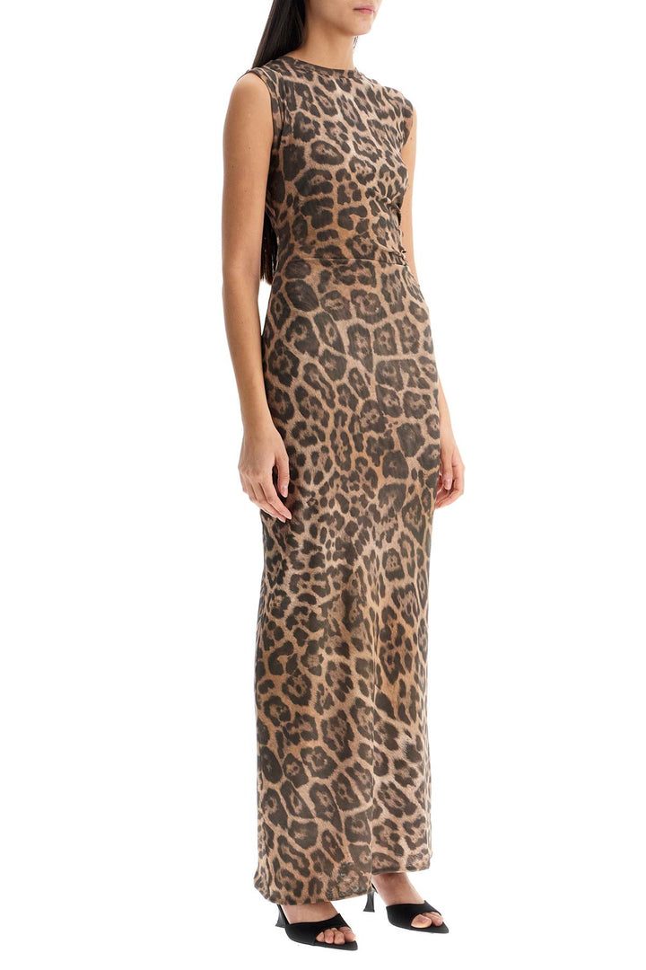 Maxi Abito Smanicato In Mesh Animalier