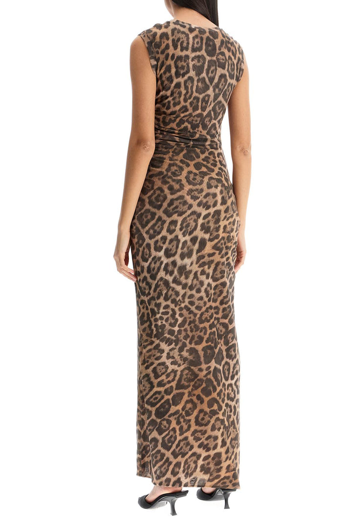 Maxi Abito Smanicato In Mesh Animalier