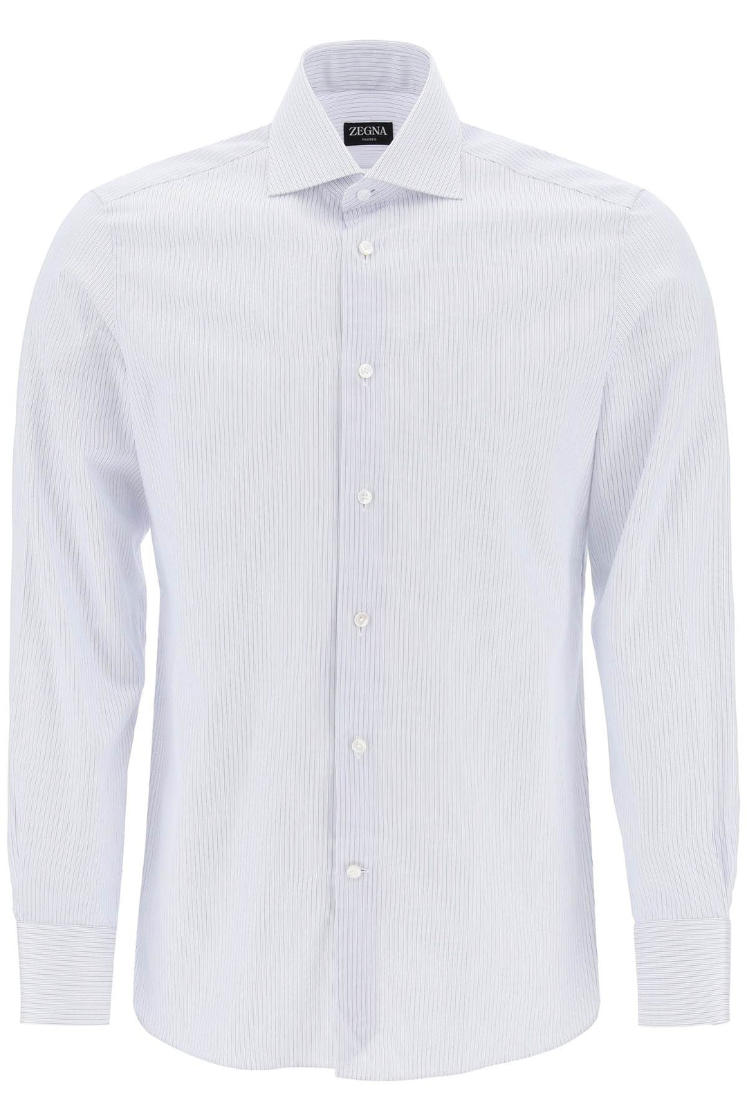 Camicia Gessata Con Colletto Francese