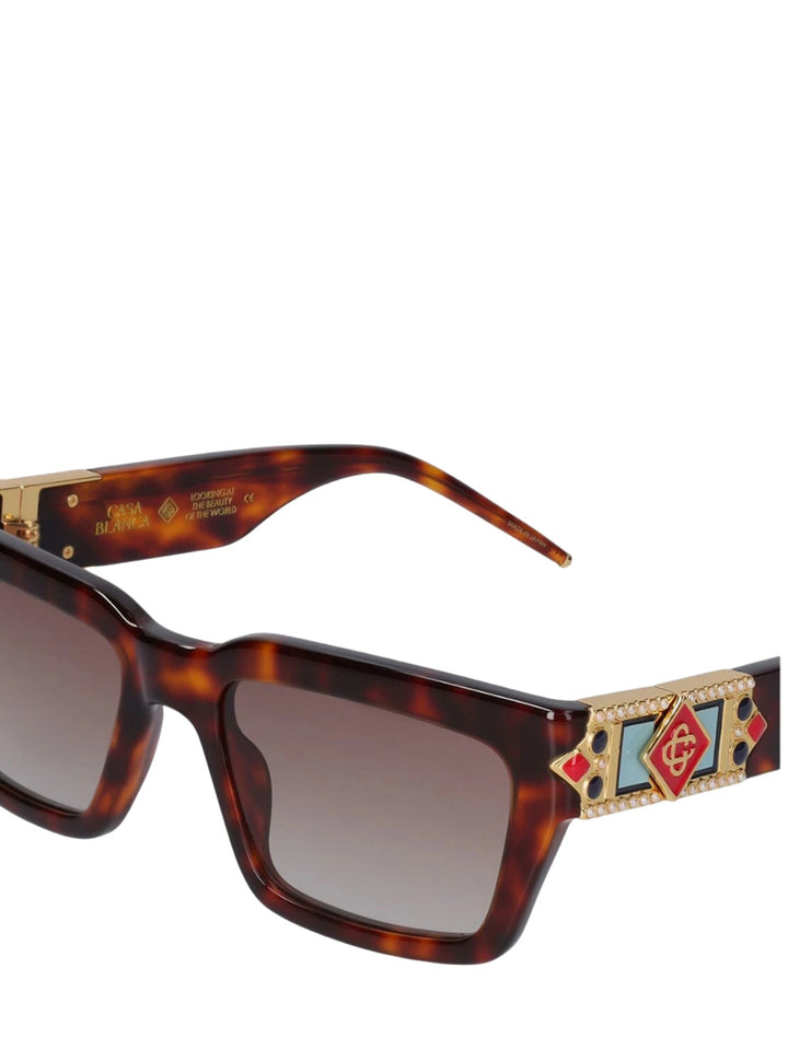 Gold plated monogram plaque sunglasses