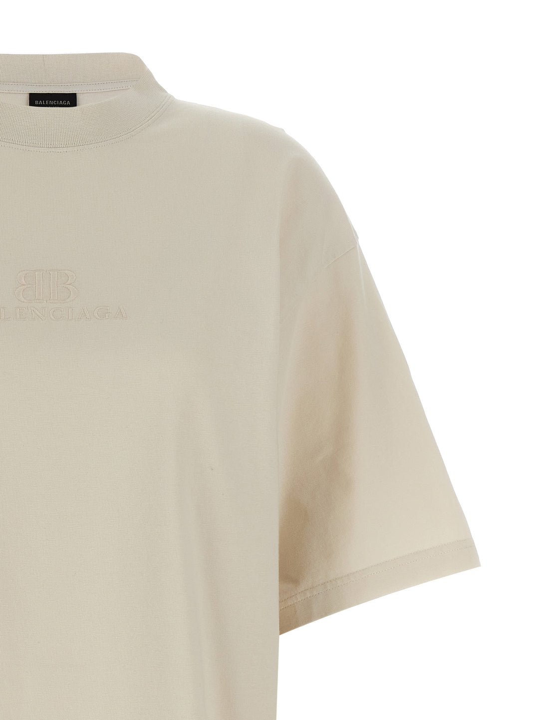 Logo Embroidery T Shirt Beige