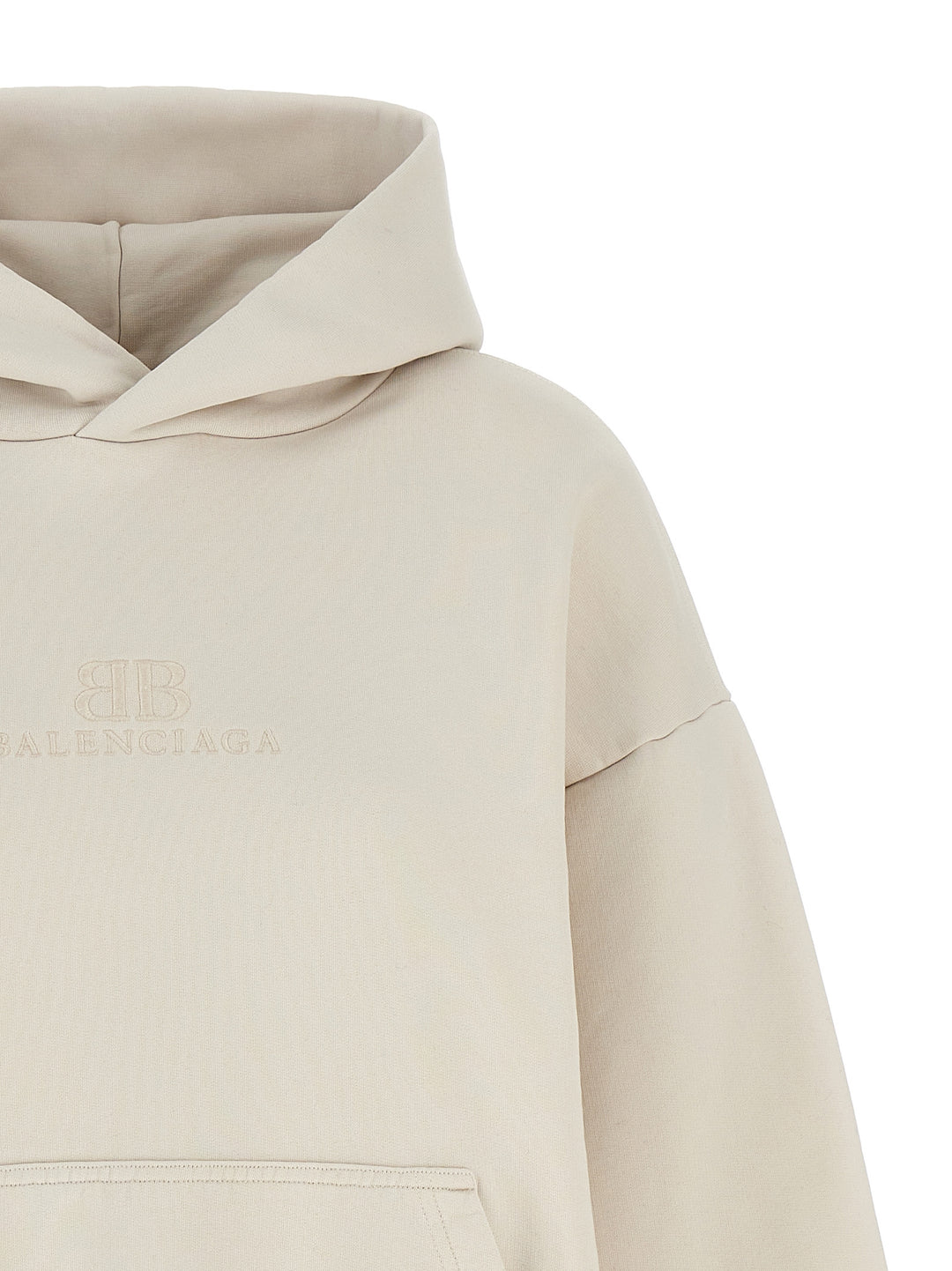 Logo Embroidery Hoodie Felpe Beige