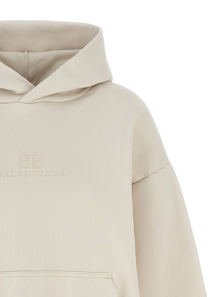 Logo Embroidery Hoodie Felpe Beige