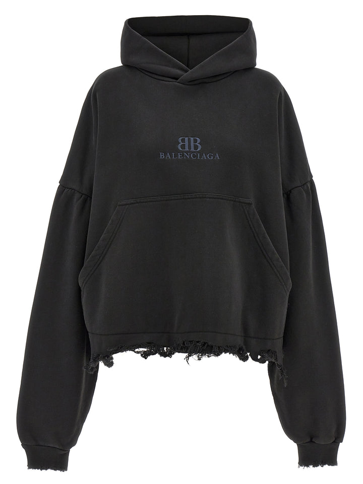 Logo Embroidery Hoodie Felpe Nero