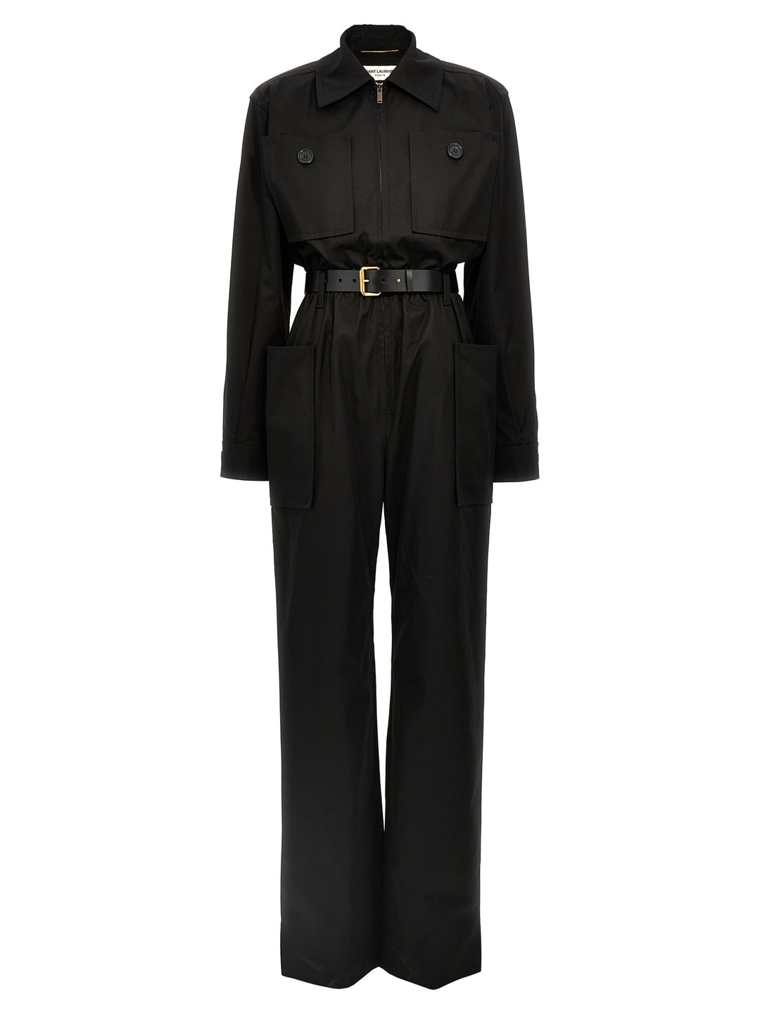 One-Piece Belt Twill Suit Tute Intere Nero