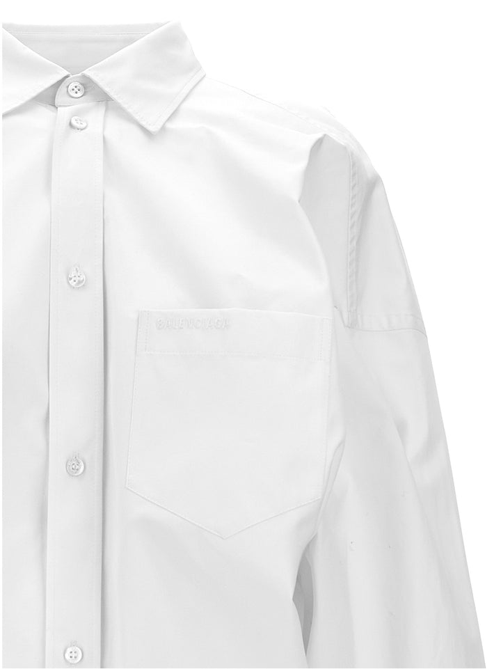 Asymmetric Shirt With Logo Embroidery Camicie Bianco