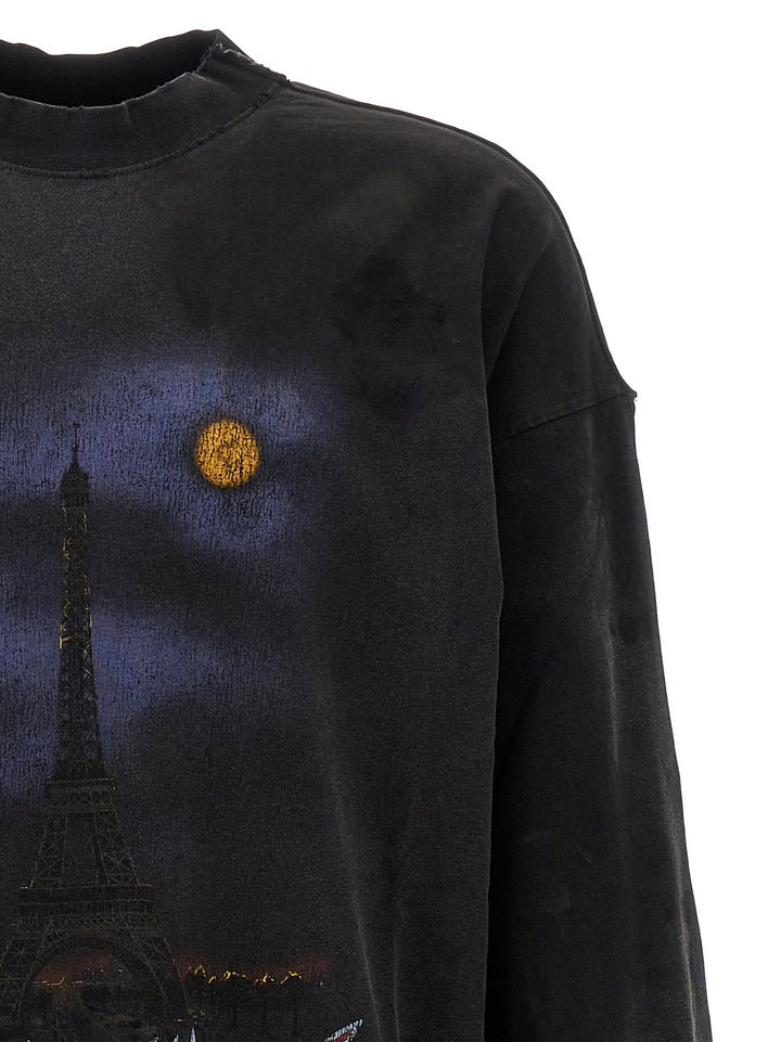 Double Front Paris Moon T Shirt Nero