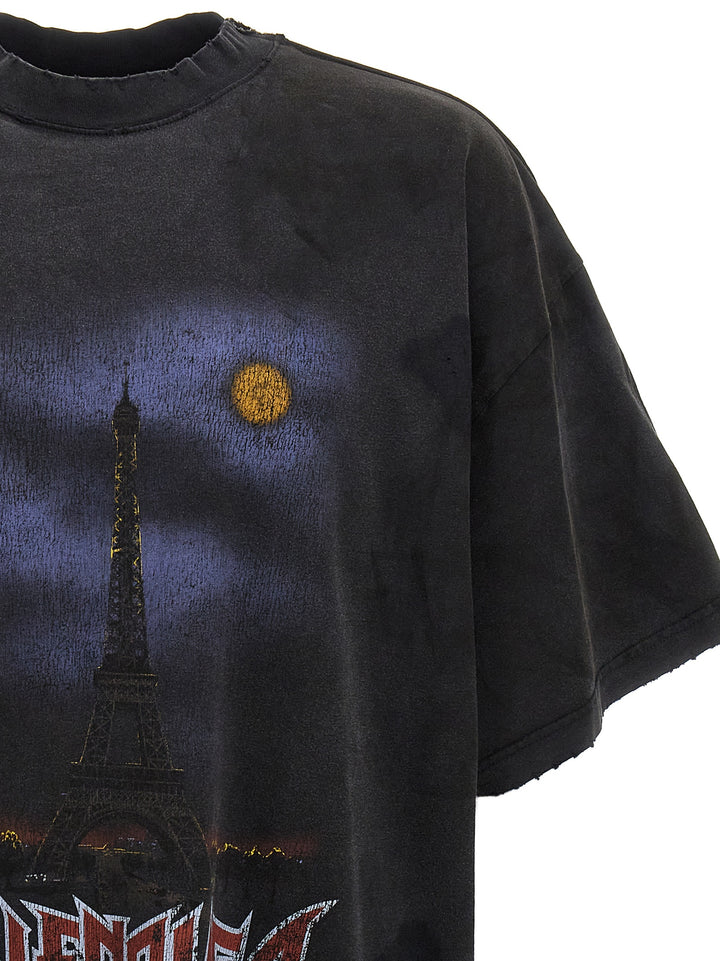 Double Front Paris Moon T Shirt Nero