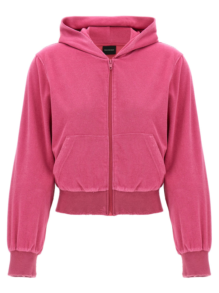 Rhinestone Logo Hoodie Felpe Fucsia