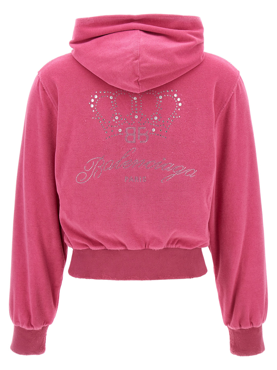 Rhinestone Logo Hoodie Felpe Fucsia