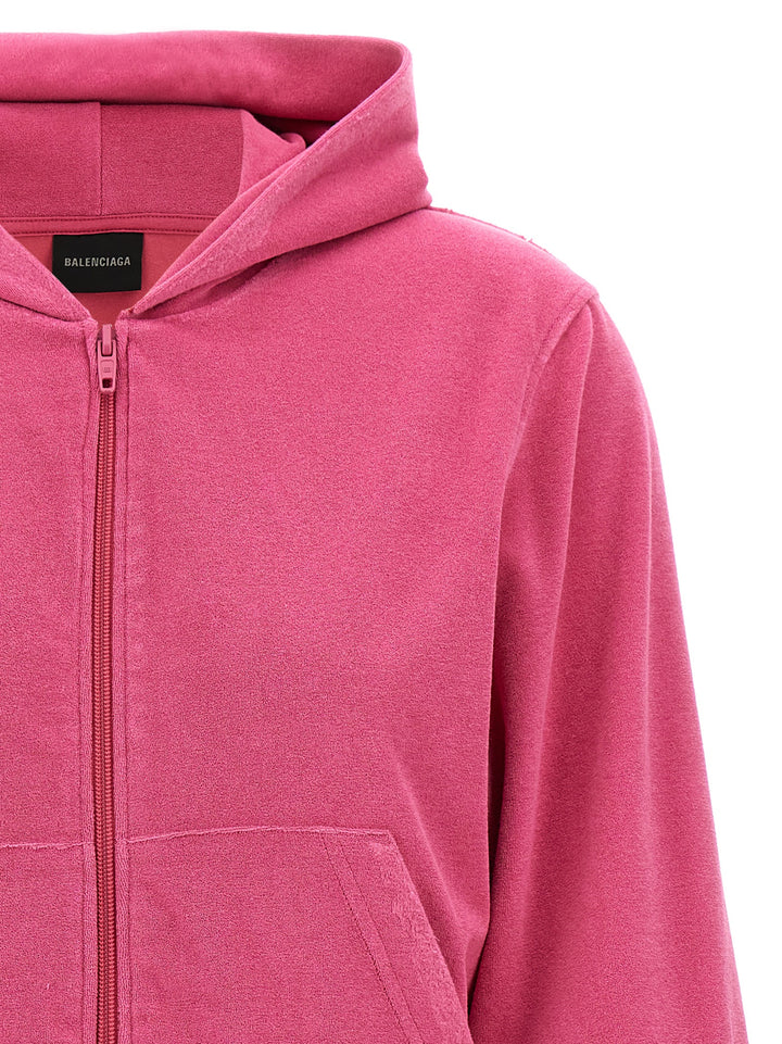 Rhinestone Logo Hoodie Felpe Fucsia