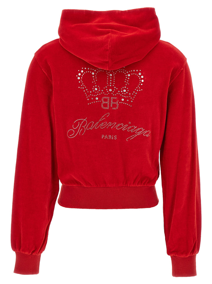 Rhinestone Logo Hoodie Felpe Rosso