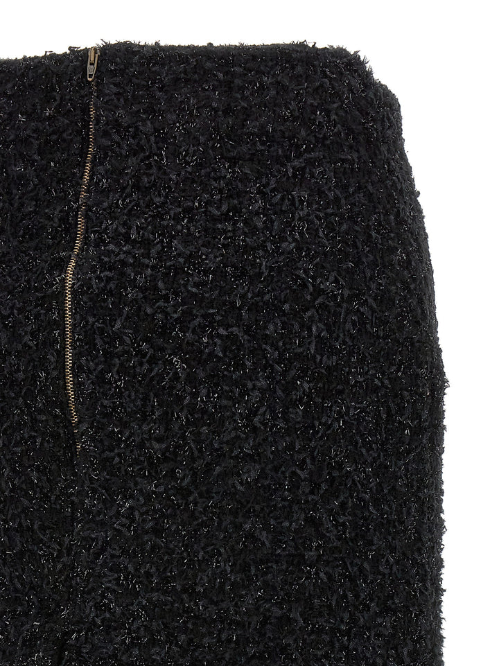 Tweed Midi Skirt Gonne Nero