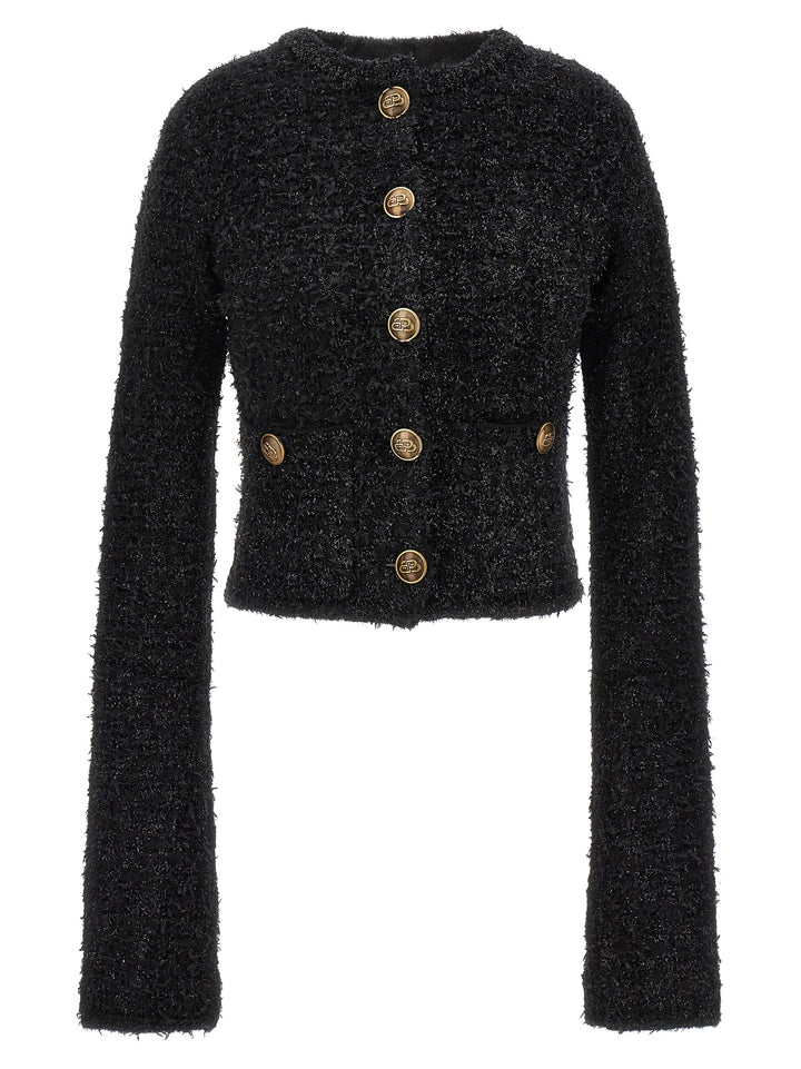 Cropped Tweed Cardigan Maglioni Nero