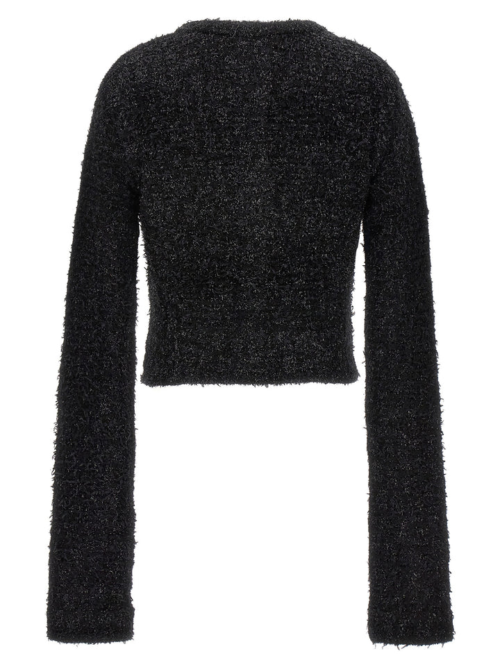 Cropped Tweed Cardigan Maglioni Nero