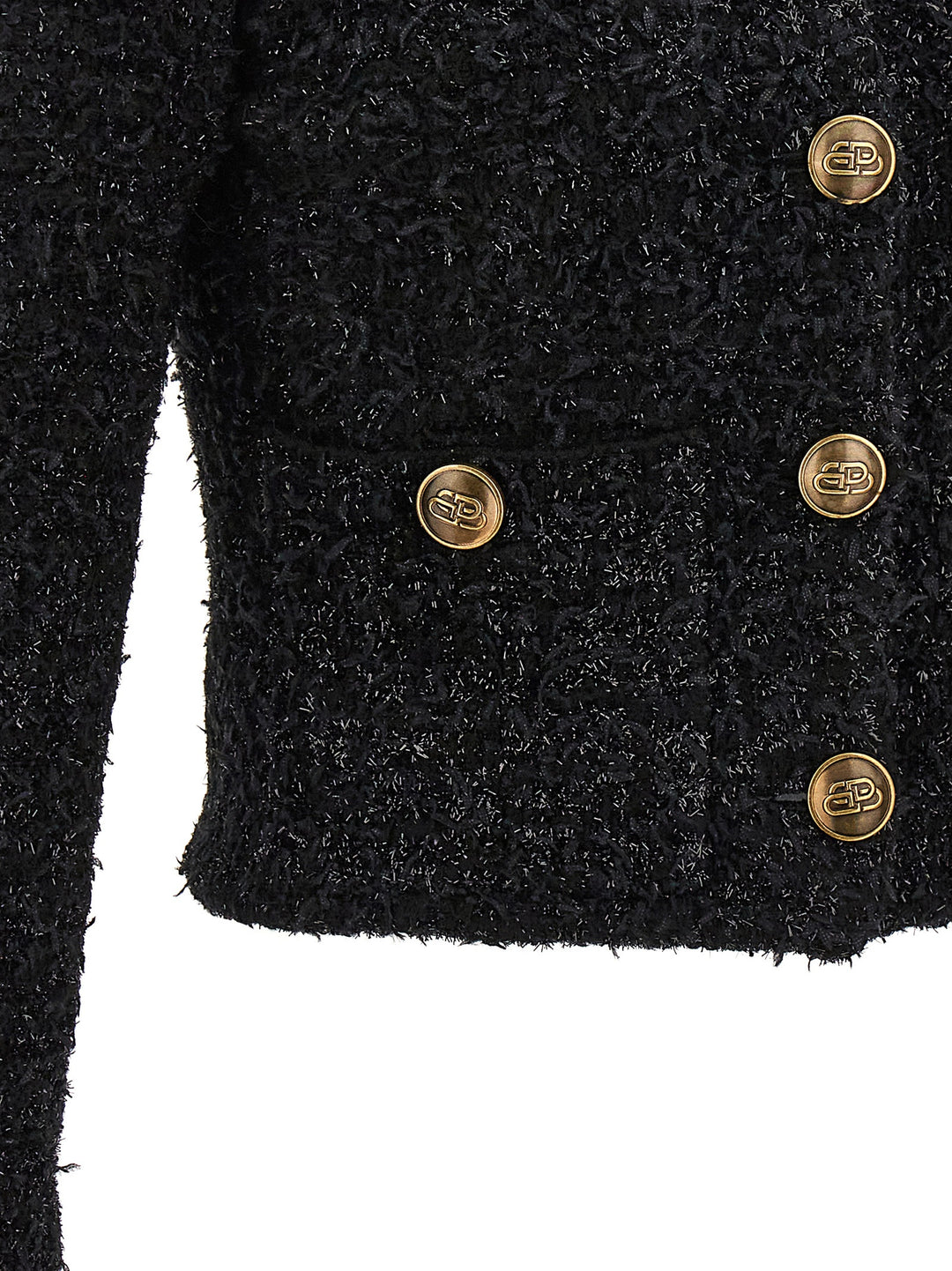 Cropped Tweed Cardigan Maglioni Nero