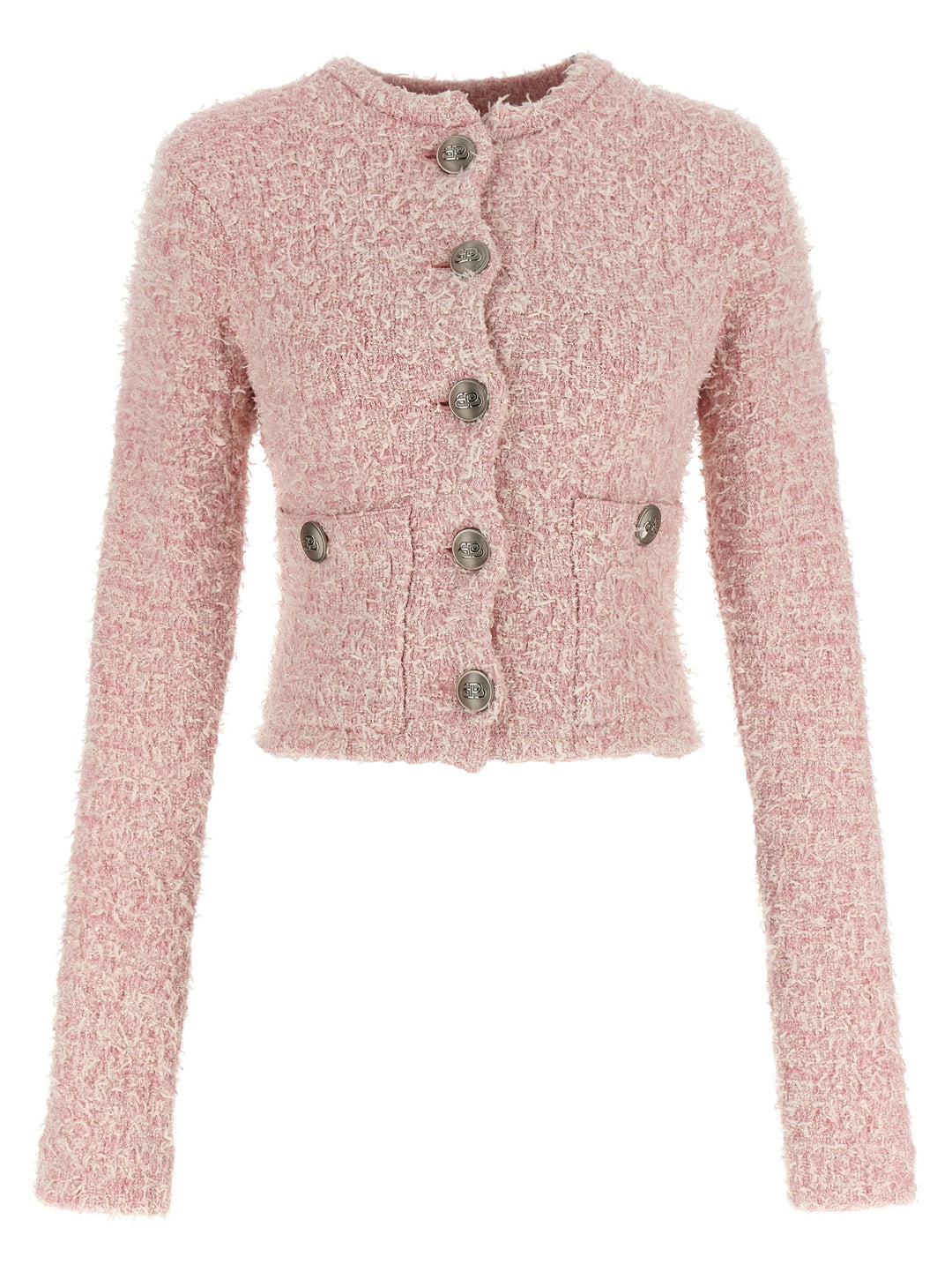 Cropped Tweed Cardigan Maglioni Rosa