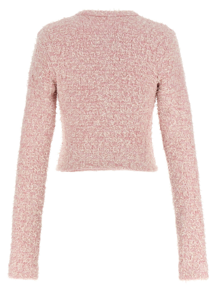 Cropped Tweed Cardigan Maglioni Rosa