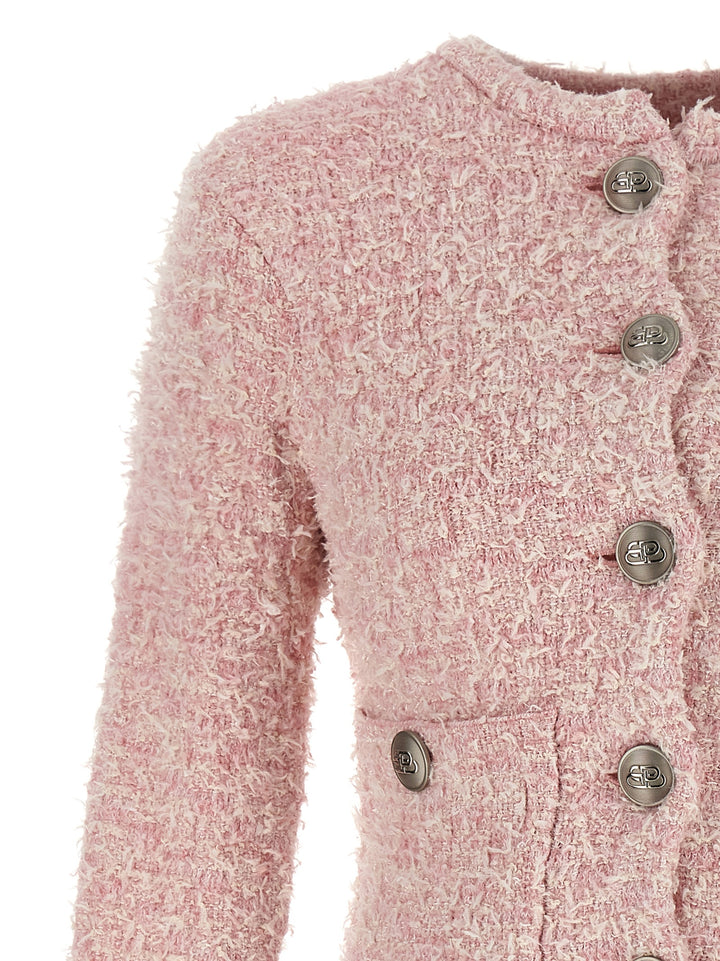 Cropped Tweed Cardigan Maglioni Rosa