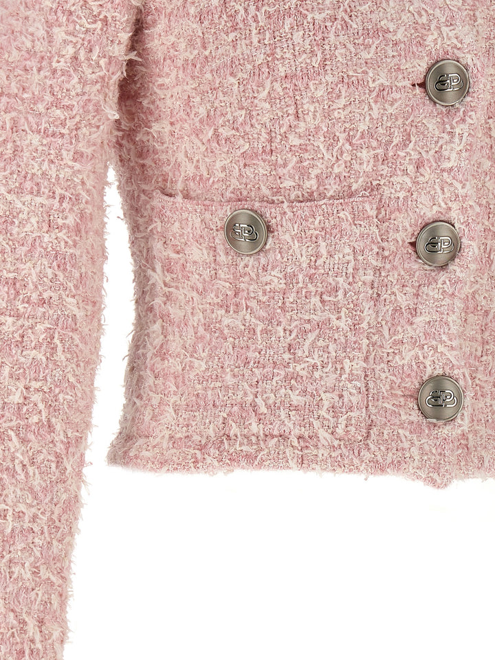 Cropped Tweed Cardigan Maglioni Rosa