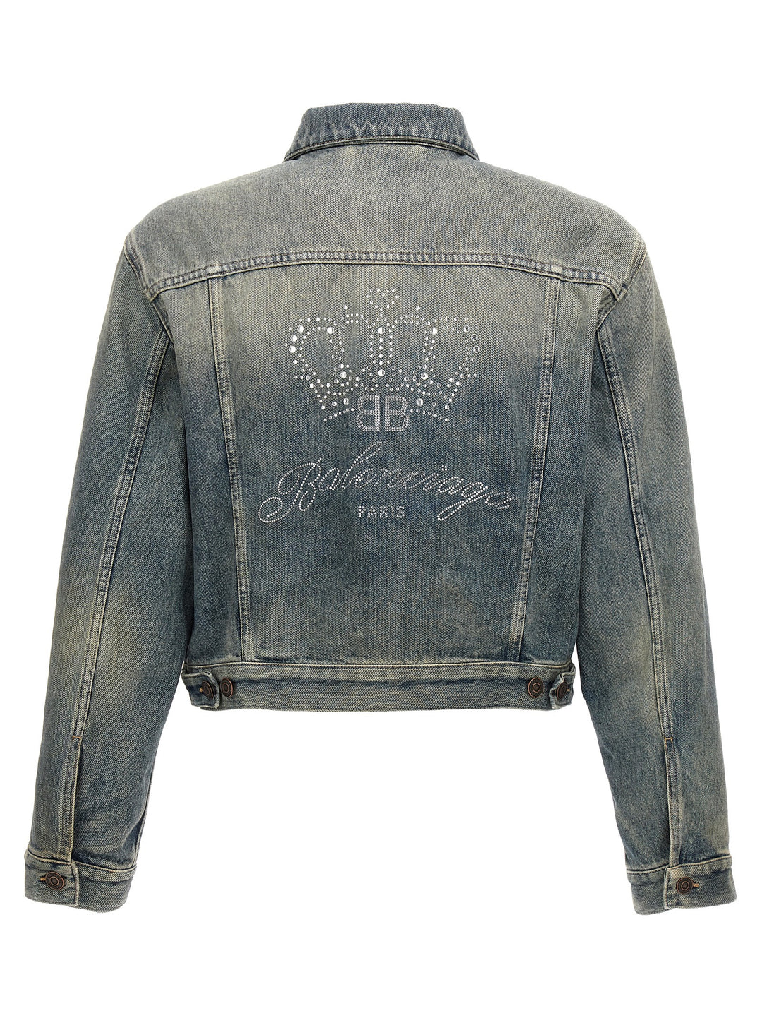 Rhinestone Logo Denim Jacket Giacche Blu