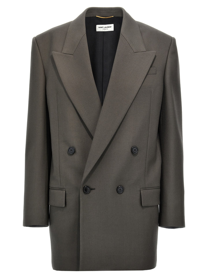 Gabardine Double-Breasted Blazer Blazer And Suits Grigio