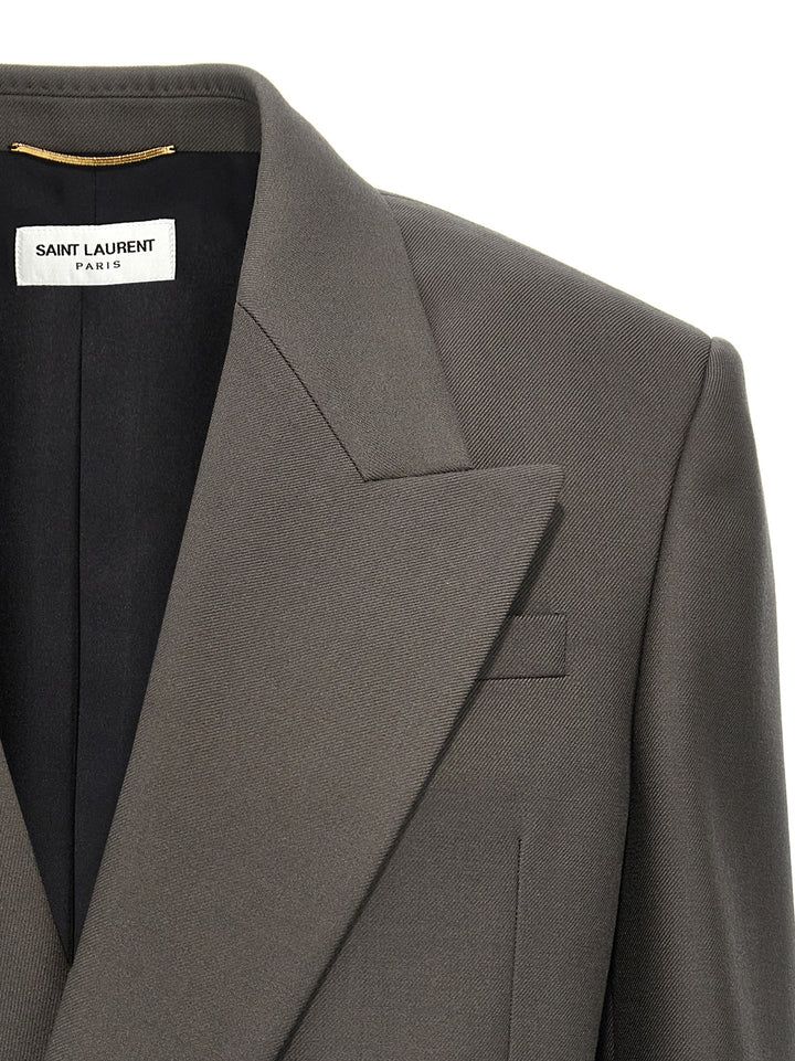 Gabardine Double-Breasted Blazer Blazer And Suits Grigio