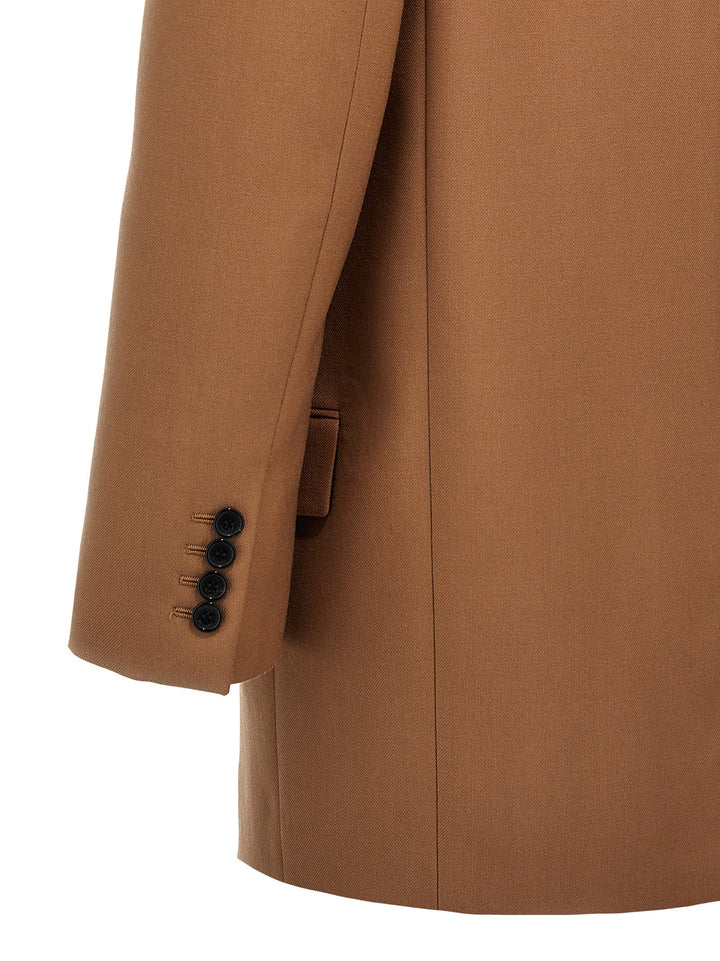 Gabardine Double-Breasted Blazer Blazer And Suits Beige