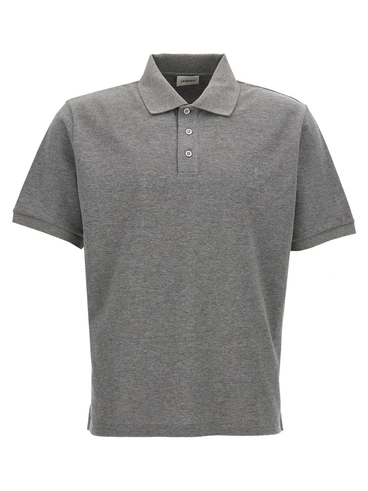 Logo Embroidery  Shirt Polo Grigio