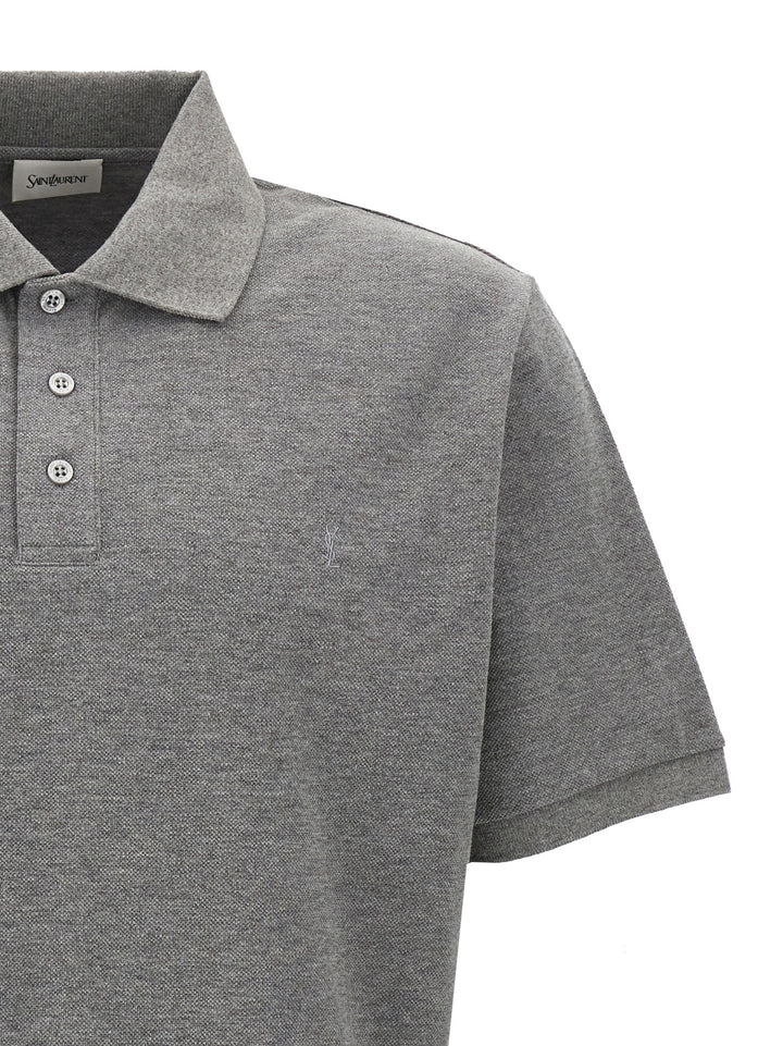 Logo Embroidery  Shirt Polo Grigio