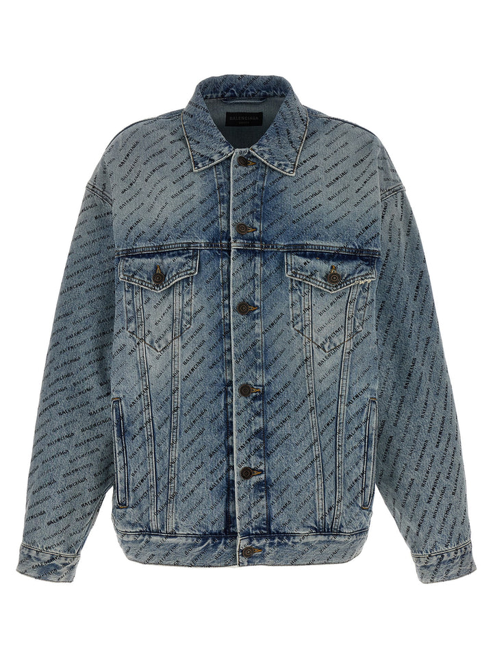 All Over Logo Denim Jacket Giacche Celeste