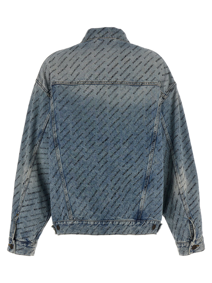 All Over Logo Denim Jacket Giacche Celeste