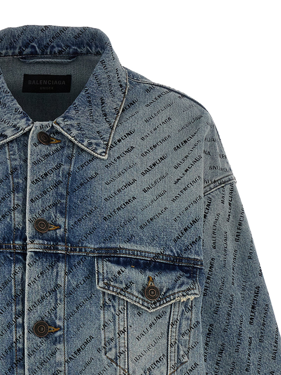 All Over Logo Denim Jacket Giacche Celeste