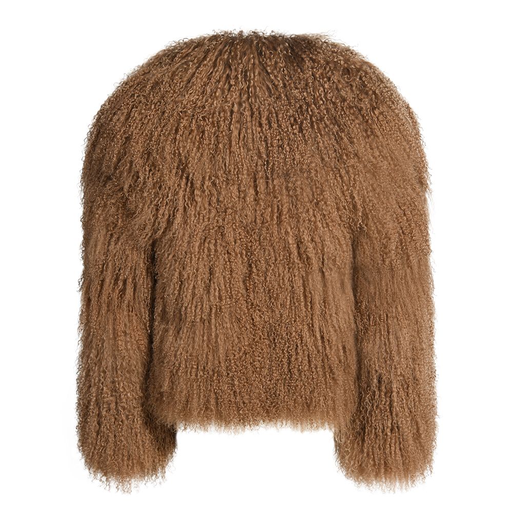 Cappotto Loyenne Camel in Pelliccia di Agnello