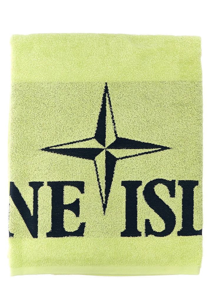 Towel With Logo Embroidery Beachwear Giallo