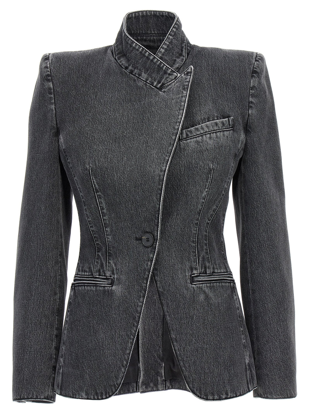 Deconstructed Denim Blazer Blazer And Suits Nero