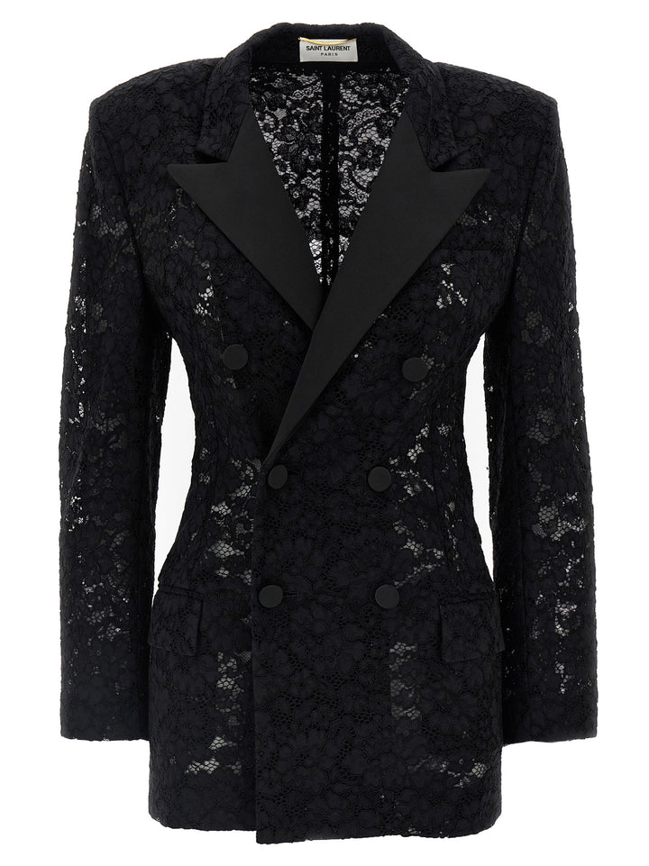 Guipure Lace Tuxedo Blazer Blazer And Suits Nero