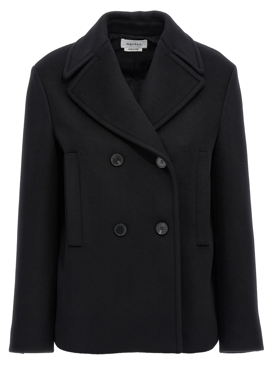 Felt Double-Breasted Coat Trench E Impermeabili Nero