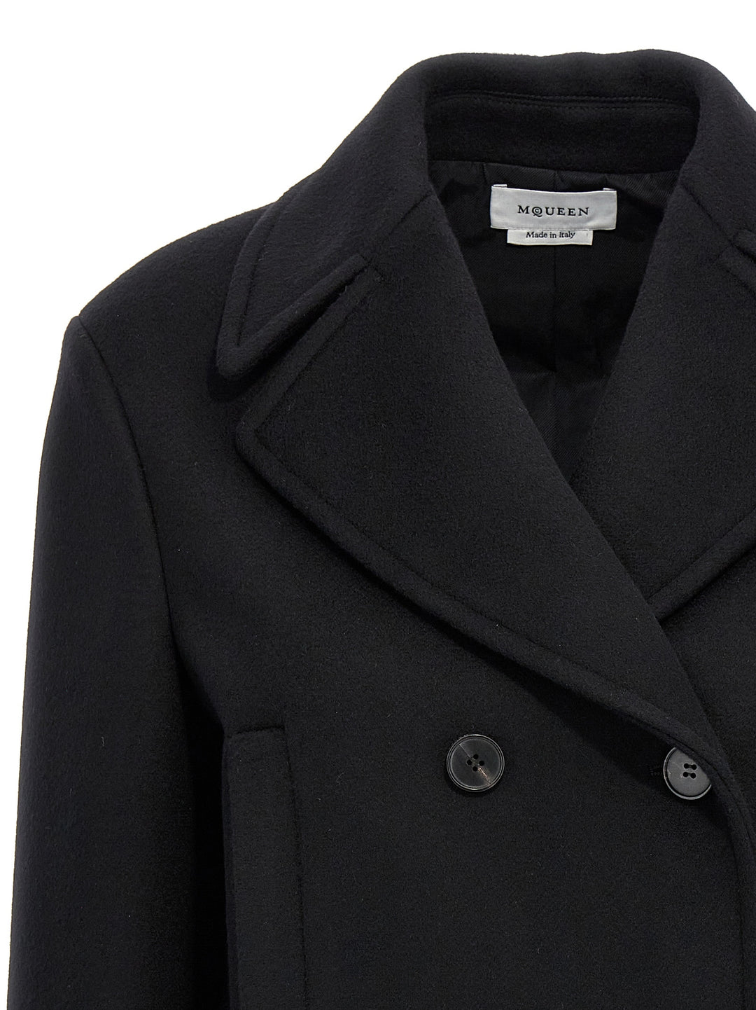 Felt Double-Breasted Coat Trench E Impermeabili Nero