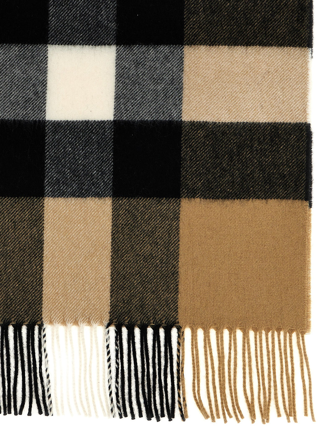 Check Cashmere Scarf Sciarpe Beige