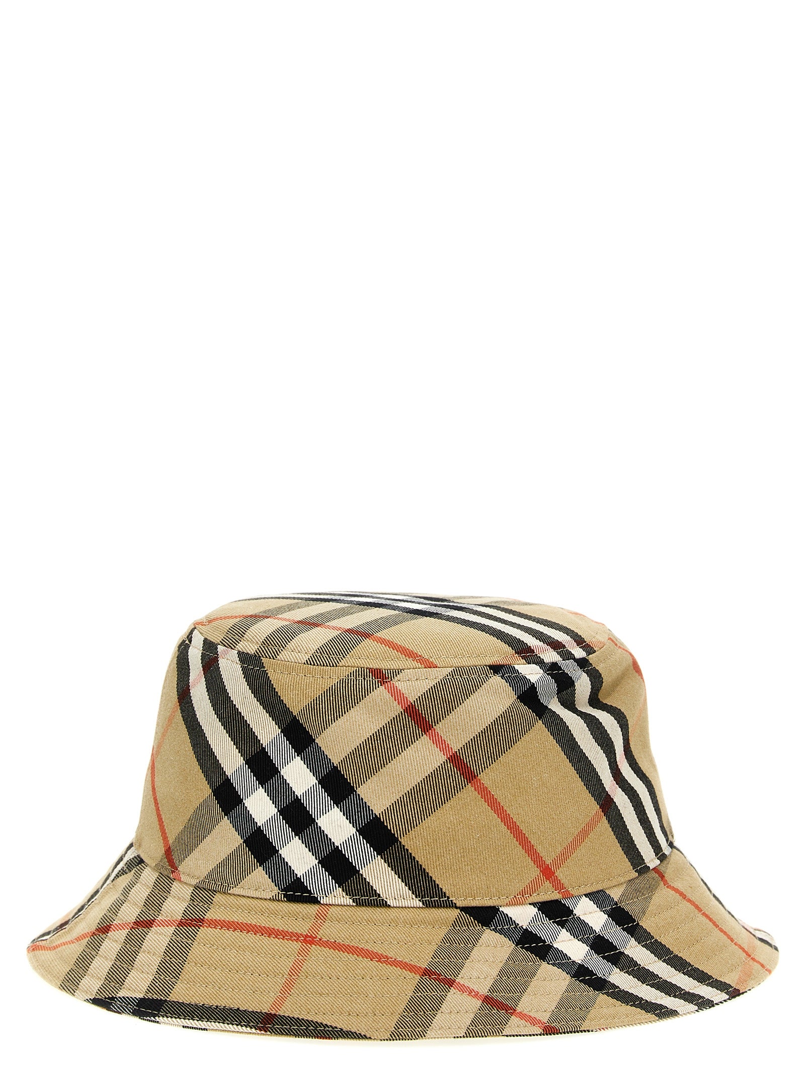 Burberry Logo Embroidery Check Bucket Hat Cappelli Beige - Wanan Luxury