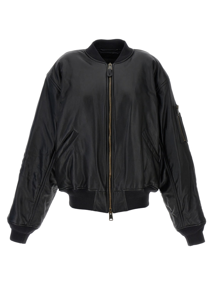 Leather Bomber Jacket Giacche Nero